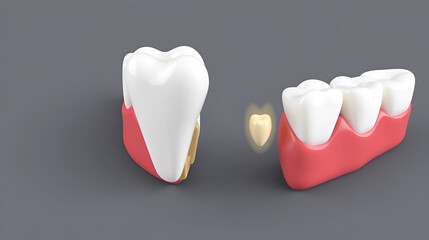 Partial removable immediate-denture type Butterfly. Replacement of one missing tooth 3D illustration