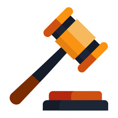 Different color judge gavel icon on white background.