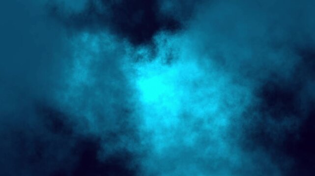 Blue neon smoke video animation. Abstract fog motion background