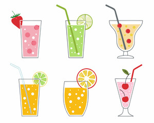 set of cocktails isolated