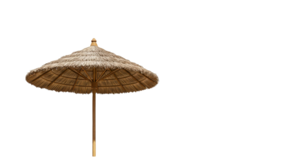 Straw beach umbrella providing shade isolated PNG with Transparent Background