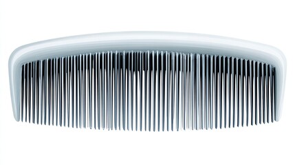 A close-up, isolated shot of a shiny, white, arched-top hair care tool with many evenly spaced teeth