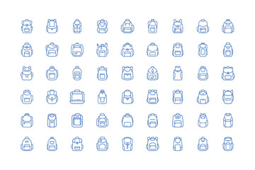 Variety of backpack icons in a seamless pattern style