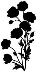 Silhouette Poppy Flower Corner Border Vector Design


