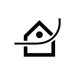 Minimal Home Icon Design. Abstract House, Roof, Door, Line Art Vector Symbo