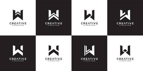 set of initials letter W logo vector design