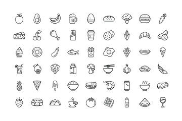 Line Art Food Icons Collection Vector Illustration Design