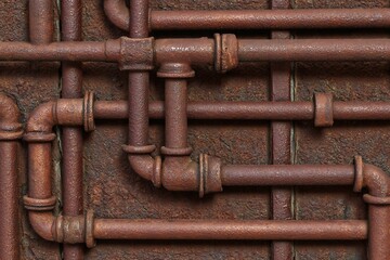 Rusted pipes and wall industrial texture