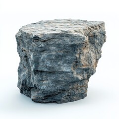 Gray and Brown Layered Rock Formation on White Background