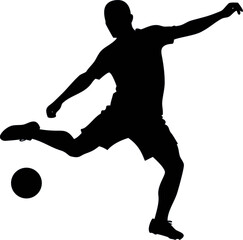 Minimal soccer player kicking football icon vector, perfect for tournament graphics and sports illustrations