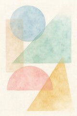 Pastel watercolor geometric shapes abstract background illustration