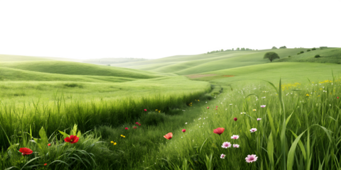 Realistic patch of green grass isolated on transparent background