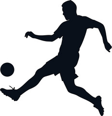 soccer player with football icon vector, clean silhouette for football clubs, web, and athletic media