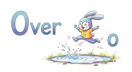 Fototapeta premium Watercolor Alphabet Art – O is for Over 