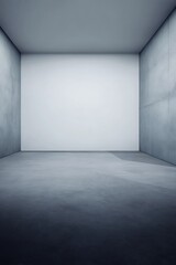 Empty minimalist concrete room with white wall