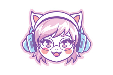 Cute Anime Girl with Cat Ears Esports Logo for T-shirts & Creator Branding