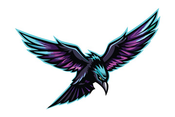 Flying Raven Esports Mascot Logo for T-shirts & Gaming Team Branding