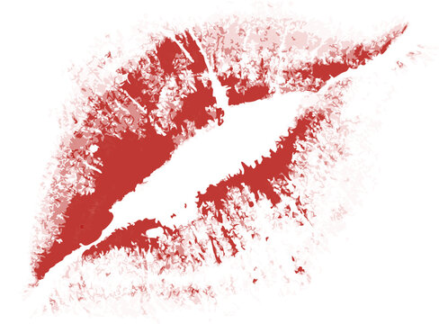 Red lipstick lip mark print vector