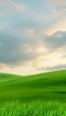 Fototapeta premium Green hills beneath a cloudy sky