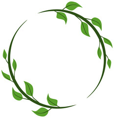 circle frame with green leaves