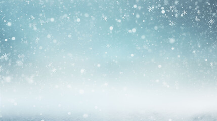 Fototapeta premium Pale winter sky with soft grey and icy blue tones, light snow falling gently, subtle haze for a dreamy winter feel