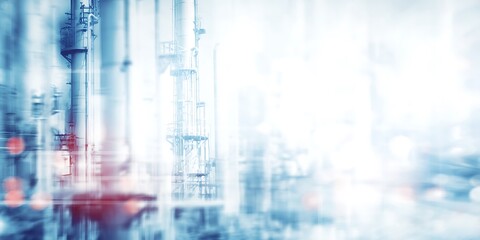 Fototapeta premium Industrial complex blur background in blue