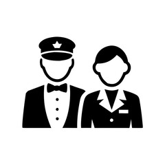 Fototapeta premium Illustration of hotel staff in uniform black and white