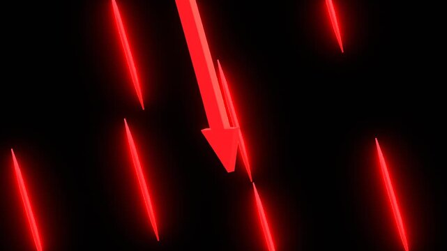 3D Animation of Decreasing Market Arrow | Alpha Channel