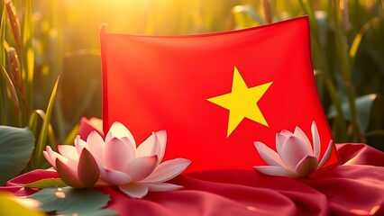 Crisp white chocolate fondue pot with swirling red berry sauce and Swiss cross confetti.