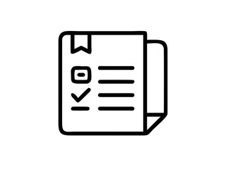 Clean outline icon representing a checklist or to do list with a bookmark