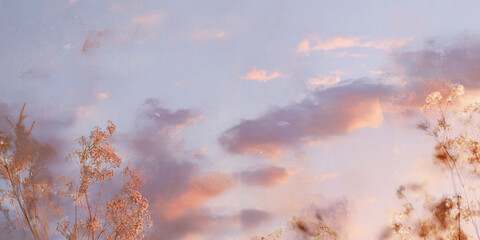 Pastel Sunset Sky with Purple Clouds - AI Generated Background