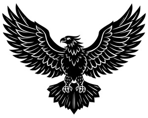 Obraz premium Majestic black eagle with wings spread in flight illustration