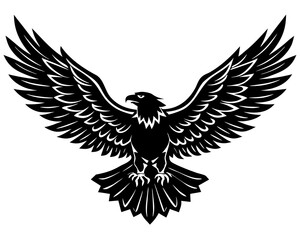 Fototapeta premium Majestic eagle with wings spread wide in flight silhouette