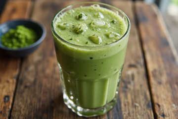 Iced matcha latte, authentic Japanese matcha latte made from Uji tea