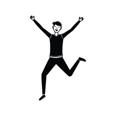 Illustration of a happy man jumping for joy with outstretched arms