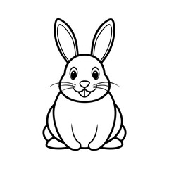 Vector art of a cute bunny sits upright, isolated on white background, with its long ears perked up and a sweet expression