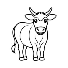 Vector art of a charming cartoon cow illustration isolated on white background, featuring a cute and friendly design, perfect for childrens illustrations