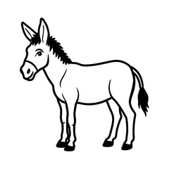 Vector art of a charming donkey illustration isolated on white background, showcasing its simple yet elegant design, perfect for various creative projects