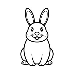 Obraz premium Vector art of a charming bunny with long ears sits upright, isolated on white background, its cute face and friendly expression inviting a smile