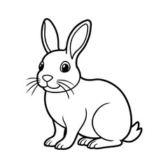 Vector art of a sweet rabbit with long ears sits attentively, isolated on white background
