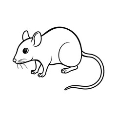 Fototapeta premium Vector art of a small cartoon mouse with a long tail scurries along, isolated on white background