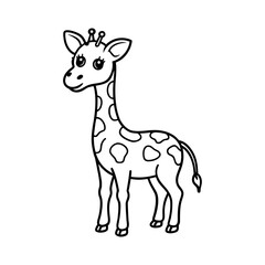 Vector art of a cute cartoon giraffe with spots stands tall, isolated on white background