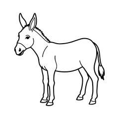 Vector art of a classic donkey illustration poses quietly, isolated on white background