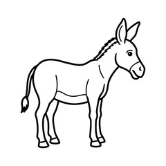 Vector art of a simple donkey illustration stands calmly, isolated on white background