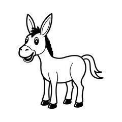 Vector art of a delightful cartoon donkey smiles gently, isolated on white background