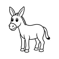 Vector art of a charming cartoon donkey stands cheerfully, isolated on white background