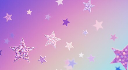 Pastel glitter stars on gradient background