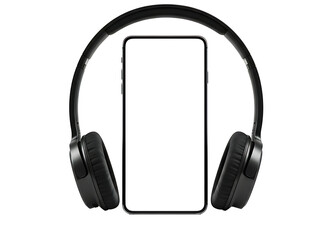 Fototapeta premium Smartphone with headphones isolated on transparent background