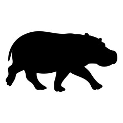 Hippopotamus silhouette side running view