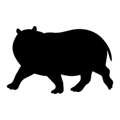 Hippopotamus silhouette running and looking backward